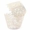 Ivory-White Pearlized Floral Lace Cupcake Wrappers & Liners | 25 PC Set
